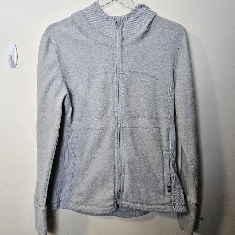Prana Drea 1/2 Zip Pullover Fleece Hooded Jacket Mock High Neck Womens Gray Size